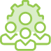 Icon logo of a settings gear and three people