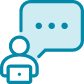 Icon pictured for IT support that shows a little figure and chat box